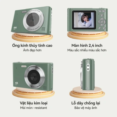 Máy ảnh kỹ thuật số H15CCD Mini 4K siêu mỏng, nhỏ gọn cho học sinh - Chính hãng 540.000₫