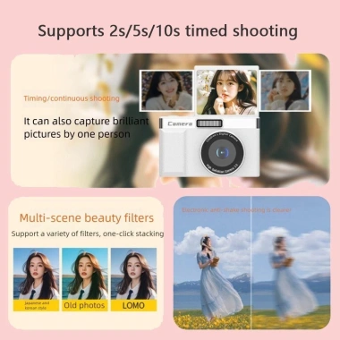 Máy ảnh SHIGONG 1.080P – 8x Zoom, chống rung, màn hình lật 180°, flash, di động 5