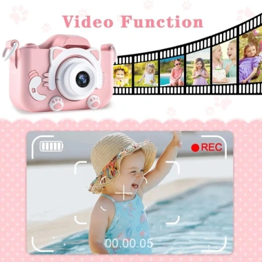 Máy ảnh trẻ em camera kép Full HD 1.080 selfie, quay video - 2 màu xanh hồng, giá 172k 2