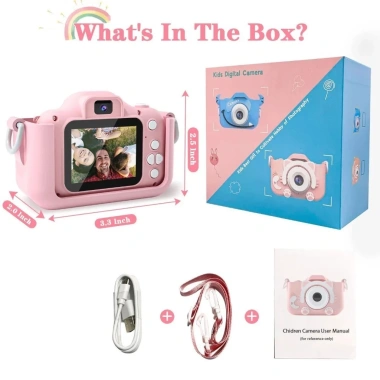 Máy ảnh trẻ em camera kép Full HD 1.080 Selfie và Quay video, 2 màu xanh hồng, giá chỉ 172.000 VND