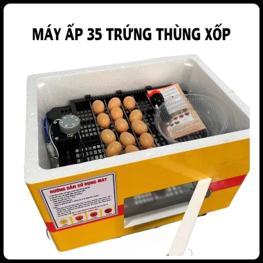Máy Ấp Trứng 35 Trứng: Thùng Xốp & Nhôm Viền, Chạy Dây Nhiệt Cacbon, Đảo Tự Động, 719.000₫