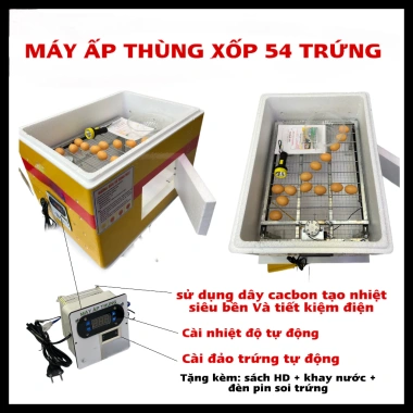 Máy Ấp Trứng 54 Trứng - Thùng Xốp và Alu Viền Nhôm, Chạy Nhiệt Dây Cacbon, Nở trên 95% - Giá 749.000 VND 9 Máy Ấp Trứng 54 Trứng - Thùng Xốp và Alu Viền Nhôm, Chạy Nhiệt Dây Cacbon, Nở trên 95% - Giá 749.000 VND 9