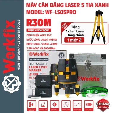 Máy Bắn Cos WORKFIX WF-LS05PRO Cân Bằng Laser 5 Tia Xanh Bluetooth, Điều Khiển Từ Xa, Giá 1.479.000 VND