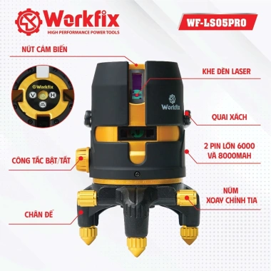 Máy Bắn Cos WORKFIX WF-LS05PRO Cân Bằng Laser 5 Tia Xanh Bluetooth, Điều Khiển Từ Xa, Giá 1.479.000 VND