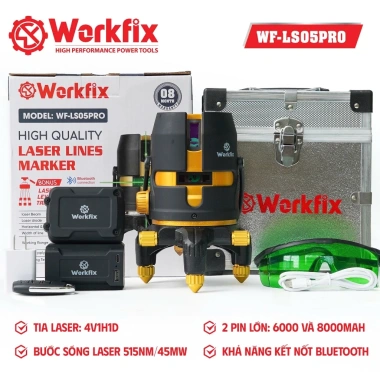 Máy Bắn Cos WORKFIX WF-LS05PRO Cân Bằng Laser 5 Tia Xanh Bluetooth, Điều Khiển Từ Xa, Giá 1.479.000 VND 8 Máy Bắn Cos WORKFIX WF-LS05PRO Cân Bằng Laser 5 Tia Xanh Bluetooth, Điều Khiển Từ Xa, Giá 1.479.000 VND 8