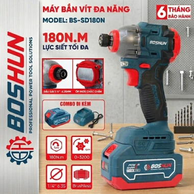 Máy Bắn vít Boshun BS-SD180N 180Nm 3 tốc độ - Không chổi than, chân, 479k