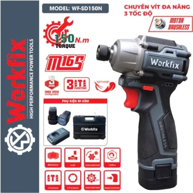 Máy bắn vít WORKFIX WF-SD150N 16.8V-2 pin sạc, 150Nm, 3 tốc độ, không chổi than-1.153.000 VND 3 Máy bắn vít WORKFIX WF-SD150N 16.8V-2 pin sạc, 150Nm, 3 tốc độ, không chổi than-1.153.000 VND 3