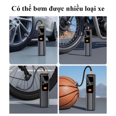 Máy bơm hơi lốp không dây 120W, pin đôi 4.000mAh, chip AI tự động ngắt, giá 770k 2