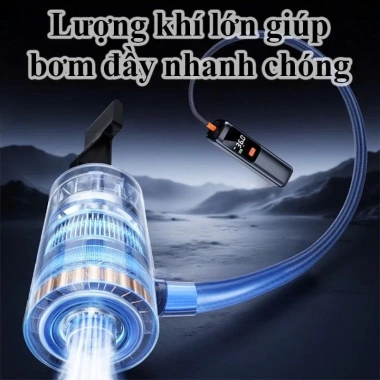 Máy bơm hơi lốp không dây 120W, pin đôi 4.000mAh, chip AI tự động ngắt, giá 770k 6