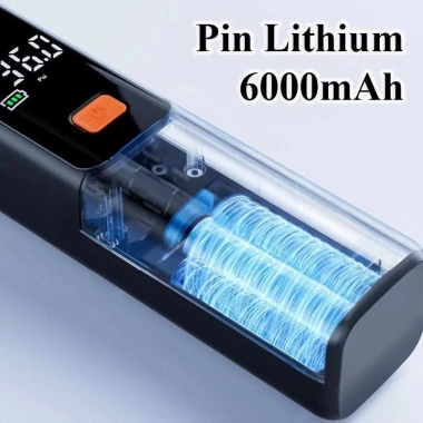 Máy bơm hơi lốp không dây 120W, pin đôi 4.000mAh, chip AI tự động ngắt, giá 770k 7