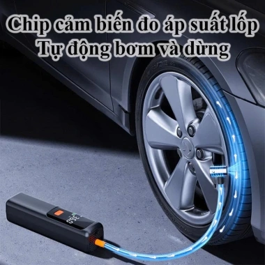 Máy bơm hơi lốp không dây 120W, pin đôi 4.000mAh, chip AI tự động ngắt, giá 770k 8