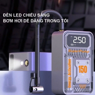 Máy bơm lốp không dây 3 chức năng: bơm hơi, sạc dự phòng, đèn pin - 150.000 VND 3