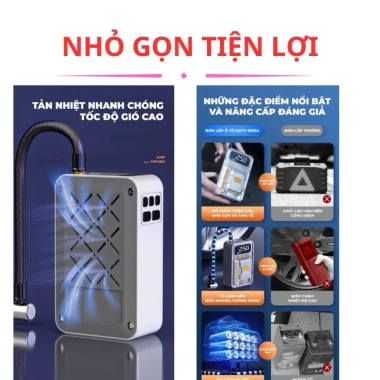 Máy bơm lốp không dây 3 chức năng: bơm hơi, sạc dự phòng, đèn pin - 150.000 VND 5
