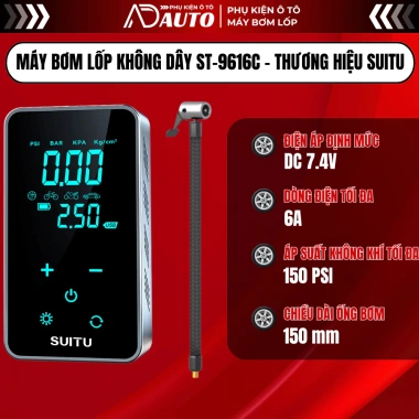 Máy Bơm Lốp Màn Hình Cảm Ứng ST9.616 Đa Năng Ô Tô - Xe Máy - Xe Đạp, Đèn Flash & Sạc Dự Phòng, Giá 523.000₫