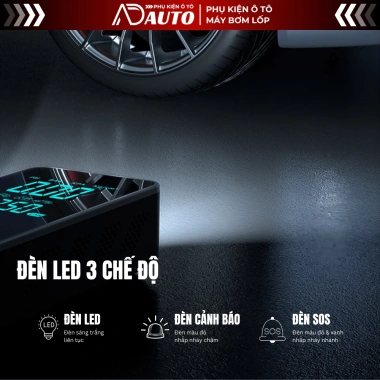 Máy Bơm Lốp Màn Hình Cảm Ứng ST9.616 Đa Năng Ô Tô - Xe Máy - Xe Đạp, Đèn Flash & Sạc Dự Phòng, Giá 523.000₫