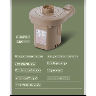 Máy Bơm Phao 2 Chiều Dùng Pin 2.000mAh Type‑C Không Dây – Cao Cấp, Bơi, Giường, Nệm, Đệm Hơi Ô Tô, Giá 450.000₫