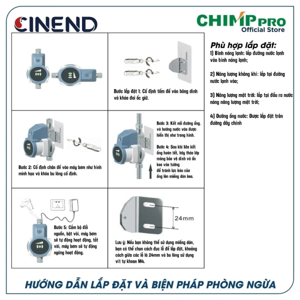Hướng dẫn lắp đặt nhanh máy bơm tăng áp biến tần CINEND DC15-18/20/30 cho hệ thống nước gia đình