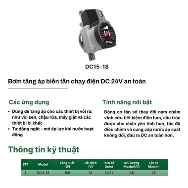 Máy Bơm Tăng Áp Biến Tần DC15-18 BITMAN Chính Hãng - Nhỏ Gọn, Dễ Lắp Đặt, 780.000 7 Máy Bơm Tăng Áp Biến Tần DC15-18 BITMAN Chính Hãng - Nhỏ Gọn, Dễ Lắp Đặt, 780.000 7