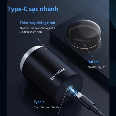 Máy cạo râu điện Mini HYUNDAI USB không dây, chống nước, sạc lại, bỏ túi 8 Máy cạo râu điện Mini HYUNDAI USB không dây, chống nước, sạc lại, bỏ túi 8