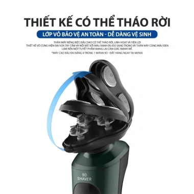 Máy Cạo Râu Nam Shaver 9D, Tỉa Lông Mũi, 3 Lưỡi Dao Kép, Chống Nước Tuệ Minh 110k