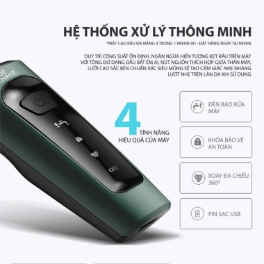 Máy Cạo Râu Nam Shaver 9D, Tỉa Lông Mũi, 3 Lưỡi Dao Kép, Chống Nước Tuệ Minh 110k