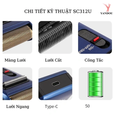 Máy cạo râu Yandou RSCW 312U lưỡi ngang sạc USB, tiện lợi, chỉ 179.000₫ giảm giá 6 Máy cạo râu Yandou RSCW 312U lưỡi ngang sạc USB, tiện lợi, chỉ 179.000₫ giảm giá 6