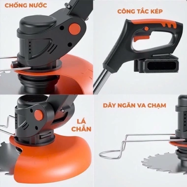 Máy cắt cỏ pin 1.800W lõi đồng, công suất cao, giảm giá 338.000₫