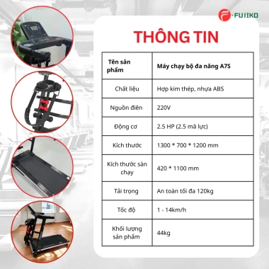 Máy chạy bộ A7S trong nhà – Đo nhịp tim, quãng đường, loa Bluetooth, giá 5.06 triệu