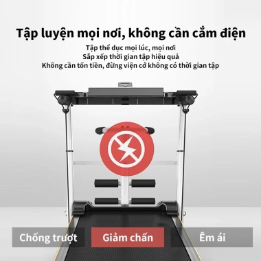 Máy chạy bộ cơ gấp gọn, đệm đi bộ, độ dốc điều chỉnh, Bluetooth, âm nhạc, giá 1.799.000₫