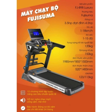 Máy chạy bộ đa năng FJ-898 + OS-520S, tốc 18km/h, chỉnh dốc, giá 15.035.000 VND