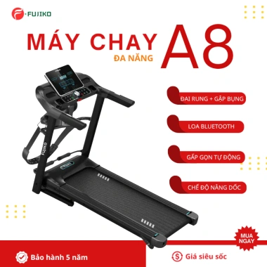 Máy chạy bộ điện Fujiko A8 nâng dốc, gấp gọn tự động đa năng - Giá chỉ 4.95 triệu