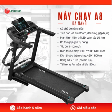 Máy chạy bộ điện Fujiko A8 nâng dốc, gấp gọn tự động đa năng - Giá chỉ 4.95 triệu
