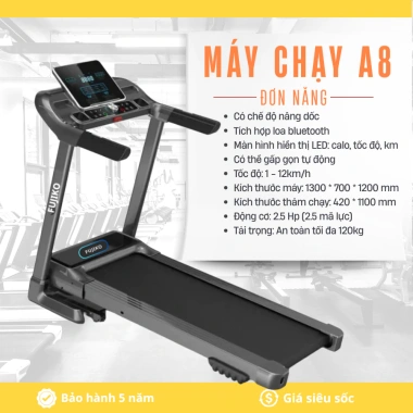 Máy chạy bộ điện Fujiko A8 nâng dốc, gấp gọn tự động đa năng - Giá chỉ 4.95 triệu