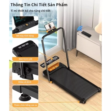 Máy chạy bộ điện gấp gọn MY-HI T3 - Độ dốc tùy chỉnh, tay vịn gập, tắt tiếng, phù hợp gia đình, giá ưu đãi 2,290,000₫ 3