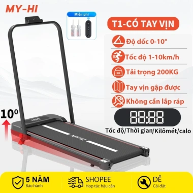 Máy chạy bộ điện gấp gọn MY-HI T3 - Độ dốc tùy chỉnh, tay vịn gập, tắt tiếng, phù hợp gia đình, giá ưu đãi 2,290,000₫ 10