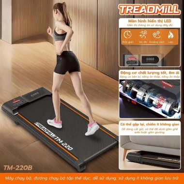 Máy chạy bộ điện TREADMILL TM220 1.75HP màn hình LED, tay cầm gọn nhẹ - Giá 2.099.000₫