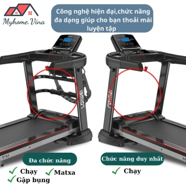 Máy chạy bộ gấp gọn A7S 2HP chống rung, đa năng tại nhà kèm đai bụng đo nhịp tim - 7,690,000₫