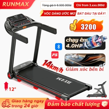 Máy chạy bộ gập gọn Bluetooth, độ dốc, tốc độ 14km/h, cho gia đình - 4,1 triệu