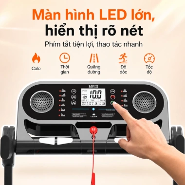 Máy chạy bộ gập gọn Bluetooth, giảm chấn chống ồn, độ dốc điều chỉnh, cho gia đình - 3.8 triệu