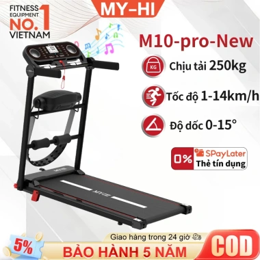 Máy chạy bộ gập gọn gia đình, Bluetooth âm nhạc, giảm chấn, chống ồn, độ dốc điều chỉnh - 4,600,000₫