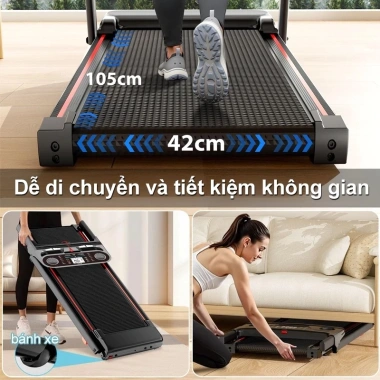 Máy chạy bộ gập gọn gia đình, Bluetooth âm nhạc, giảm chấn, chống ồn, độ dốc điều chỉnh - 4,600,000₫
