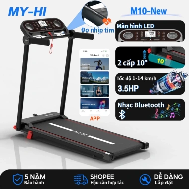 Máy chạy bộ gập gọn gia đình, Bluetooth âm nhạc, giảm chấn, chống ồn, độ dốc điều chỉnh - 4,600,000₫