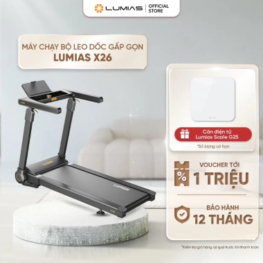 Máy chạy bộ gấp gọn Lumias X26 chịu tải 120kg, tốc độ 15km/h, độ dốc 7, giá ưu đãi 13,990,000₫