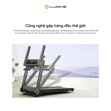 Máy chạy bộ gấp gọn Lumias X26 chịu tải 120kg, tốc độ 15km/h, độ dốc 7, giá ưu đãi 13,990,000₫