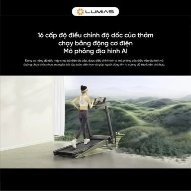 Máy chạy bộ gấp gọn Lumias X26 chịu tải 120kg, tốc độ 15km/h, độ dốc 7, giá ưu đãi 13,990,000₫