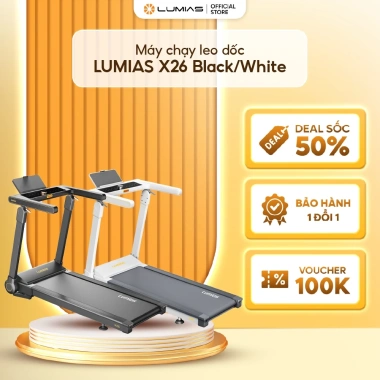 Máy chạy bộ gấp gọn Lumias X26 chịu tải 120kg, tốc độ 15km/h, độ dốc 7, giá ưu đãi 13,990,000₫ 9 Máy chạy bộ gấp gọn Lumias X26 chịu tải 120kg, tốc độ 15km/h, độ dốc 7, giá ưu đãi 13,990,000₫ 9