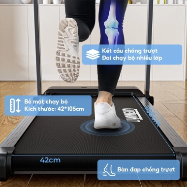 Máy chạy bộ gấp gọn OneTwoFit 2.5HP, màn hình LED, loa Bluetooth, 3 mức nghiêng thủ công, tải 120kg – giá 5.299.000₫ 3