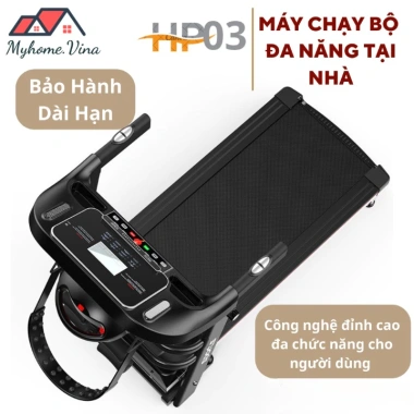 Máy chạy bộ gấp gọn tại nhà, băng tải 5 lớp, tốc độ 14km/h, kèm dây đai massage bụng