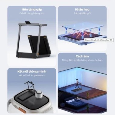 Máy chạy bộ KingSmith G1 TRG1F 2.023 - Thảm rộng, gấp gọn tiện lợi, màn hình LED, BH 12 tháng - Giá chỉ 11.69 triệu