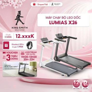 Máy chạy bộ leo dốc gấp gọn Lumias X26 - 120kg, 15km/h, giá 13,990,000 VND